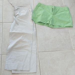 Gap size 8 khaki capris and lime green shorts